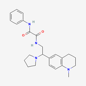 molecular formula C24H30N4O2 B2936587 N-[2-(1-methyl-1,2,3,4-tetrahydroquinolin-6-yl)-2-pyrrolidin-1-ylethyl]-N'-phenylethanediamide CAS No. 922012-90-6