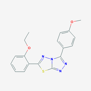 molecular formula C18H16N4O2S B293660 6-(2-Ethoxyphenyl)-3-(4-methoxyphenyl)[1,2,4]triazolo[3,4-b][1,3,4]thiadiazole 