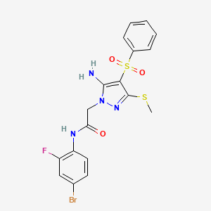 2-[5-amino-4-(benzenesulfonyl)-3-(methylsulfanyl)-1H-pyrazol-1-yl]-N-(4-bromo-2-fluorophenyl)acetamide