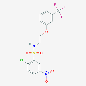 molecular formula C15H12ClF3N2O5S B2936641 2-chloro-5-nitro-N-(2-(3-(trifluoromethyl)phenoxy)ethyl)benzenesulfonamide CAS No. 1105204-32-7