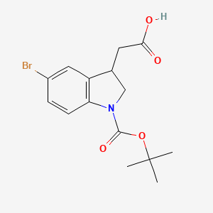 molecular formula C15H18BrNO4 B2936649 2-[5-Bromo-1-[(2-methylpropan-2-yl)oxycarbonyl]-2,3-dihydroindol-3-yl]acetic acid CAS No. 2138536-91-9