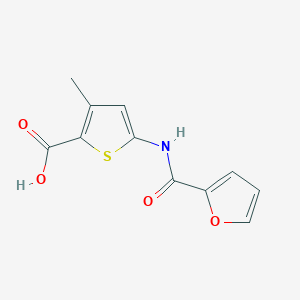 molecular formula C11H9NO4S B2936650 5-(2-呋喃酰胺基)-3-甲硫代吩-2-羧酸 CAS No. 923826-21-5