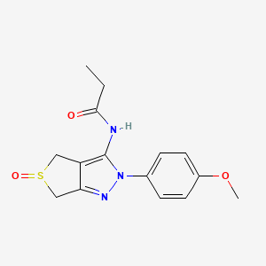 molecular formula C15H17N3O3S B2936652 N-[2-(4-methoxyphenyl)-5-oxo-4,6-dihydrothieno[3,4-c]pyrazol-3-yl]propanamide CAS No. 958843-12-4