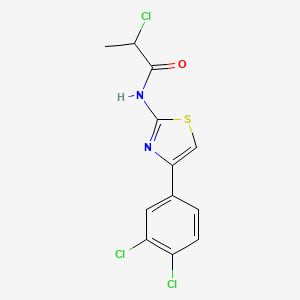 molecular formula C12H9Cl3N2OS B2936654 2-chloro-N-[4-(3,4-dichlorophenyl)-1,3-thiazol-2-yl]propanamide CAS No. 726154-28-5