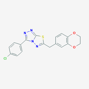 molecular formula C18H13ClN4O2S B293668 3-(4-Chlorophenyl)-6-(2,3-dihydro-1,4-benzodioxin-6-ylmethyl)[1,2,4]triazolo[3,4-b][1,3,4]thiadiazole 