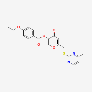 molecular formula C20H18N2O5S B2936683 [6-[(4-甲基嘧啶-2-基)硫代甲基]-4-氧代吡喃-3-基] 4-乙氧基苯甲酸酯 CAS No. 877635-56-8
