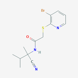 molecular formula C13H16BrN3OS B2936693 2-(3-Bromopyridin-2-yl)sulfanyl-N-(2-cyano-3-methylbutan-2-yl)acetamide CAS No. 1385385-67-0