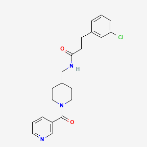 molecular formula C21H24ClN3O2 B2936694 3-(3-氯苯基)-N-((1-烟酰基哌啶-4-基)甲基)丙酰胺 CAS No. 1906337-28-7