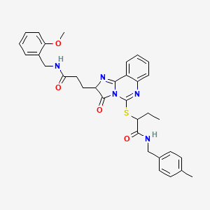 2-{[2-(2-{[(2-methoxyphenyl)methyl]carbamoyl}ethyl)-3-oxo-2H,3H-imidazo[1,2-c]quinazolin-5-yl]sulfanyl}-N-[(4-methylphenyl)methyl]butanamide