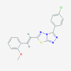 molecular formula C18H13ClN4OS B293671 2-{2-[3-(4-Chlorophenyl)[1,2,4]triazolo[3,4-b][1,3,4]thiadiazol-6-yl]vinyl}phenyl methyl ether 