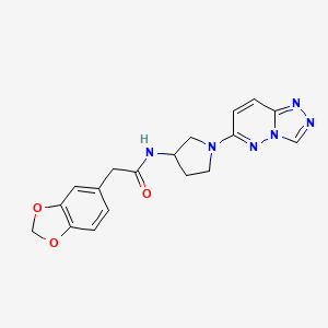 molecular formula C18H18N6O3 B2936721 N-(1-([1,2,4]triazolo[4,3-b]pyridazin-6-yl)pyrrolidin-3-yl)-2-(benzo[d][1,3]dioxol-5-yl)acetamide CAS No. 2034301-09-0
