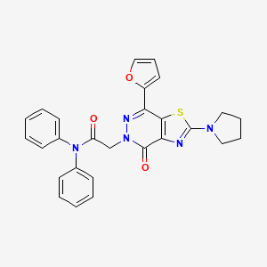 molecular formula C27H23N5O3S B2936725 2-(7-(furan-2-yl)-4-oxo-2-(pyrrolidin-1-yl)thiazolo[4,5-d]pyridazin-5(4H)-yl)-N,N-diphenylacetamide CAS No. 1105207-73-5
