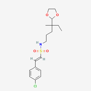 molecular formula C18H26ClNO4S B2936727 (E)-2-(4-Chlorophenyl)-N-[4-(1,3-dioxolan-2-YL)-4-methylhexyl]ethenesulfonamide CAS No. 1798416-28-0