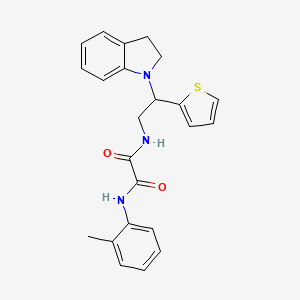 molecular formula C23H23N3O2S B2936734 N1-(2-(indolin-1-yl)-2-(thiophen-2-yl)ethyl)-N2-(o-tolyl)oxalamide CAS No. 898452-40-9