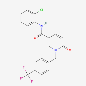 molecular formula C20H14ClF3N2O2 B2936760 N-(2-氯苯基)-6-氧代-1-(4-(三氟甲基)苄基)-1,6-二氢吡啶-3-甲酰胺 CAS No. 946280-72-4
