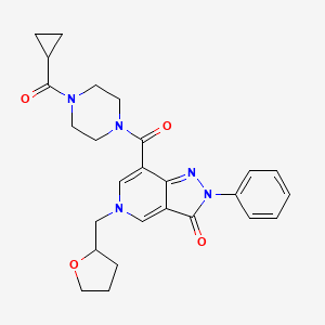 molecular formula C26H29N5O4 B2936767 7-(4-(cyclopropanecarbonyl)piperazine-1-carbonyl)-2-phenyl-5-((tetrahydrofuran-2-yl)methyl)-2H-pyrazolo[4,3-c]pyridin-3(5H)-one CAS No. 1021044-95-0