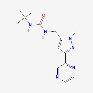 molecular formula C14H20N6O B2936774 1-(tert-butyl)-3-((1-methyl-3-(pyrazin-2-yl)-1H-pyrazol-5-yl)methyl)urea CAS No. 2034508-78-4