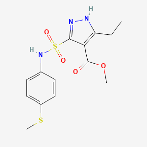 methyl 3-ethyl-5-(N-(4-(methylthio)phenyl)sulfamoyl)-1H-pyrazole-4-carboxylate