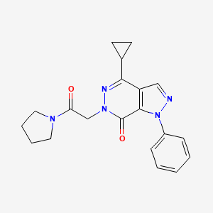 molecular formula C20H21N5O2 B2936786 4-cyclopropyl-6-(2-oxo-2-(pyrrolidin-1-yl)ethyl)-1-phenyl-1H-pyrazolo[3,4-d]pyridazin-7(6H)-one CAS No. 1105238-85-4