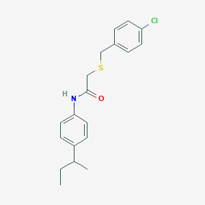 molecular formula C19H22ClNOS B2936798 2-[(4-chlorophenyl)methylthio]-N-[4-(methylpropyl)phenyl]acetamide CAS No. 329079-05-2