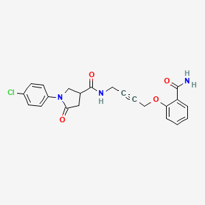 molecular formula C22H20ClN3O4 B2936802 N-(4-(2-carbamoylphenoxy)but-2-yn-1-yl)-1-(4-chlorophenyl)-5-oxopyrrolidine-3-carboxamide CAS No. 1421484-27-6