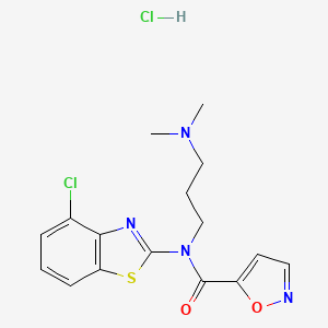molecular formula C16H18Cl2N4O2S B2936804 N-(4-氯苯并[d]噻唑-2-基)-N-(3-(二甲氨基)丙基)异恶唑-5-甲酰胺盐酸盐 CAS No. 1323623-49-9
