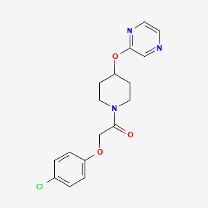 molecular formula C17H18ClN3O3 B2936806 2-(4-氯苯氧基)-1-(4-(吡嗪-2-基氧基)哌啶-1-基)乙酮 CAS No. 1421509-42-3