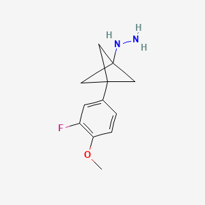 molecular formula C12H15FN2O B2936807 [3-(3-Fluoro-4-methoxyphenyl)-1-bicyclo[1.1.1]pentanyl]hydrazine CAS No. 2287297-75-8