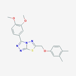 molecular formula C20H20N4O3S B293681 3-(3,4-Dimethoxyphenyl)-6-[(3,4-dimethylphenoxy)methyl][1,2,4]triazolo[3,4-b][1,3,4]thiadiazole 