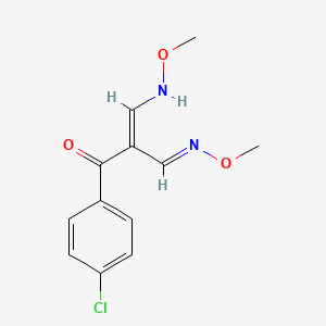 molecular formula C12H13ClN2O3 B2936813 (E)-1-(4-Chlorophenyl)-3-(methoxyamino)-2-[(E)-methoxyiminomethyl]prop-2-en-1-one CAS No. 477851-42-6