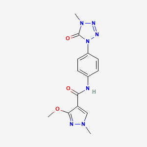 molecular formula C14H15N7O3 B2936817 3-methoxy-1-methyl-N-(4-(4-methyl-5-oxo-4,5-dihydro-1H-tetrazol-1-yl)phenyl)-1H-pyrazole-4-carboxamide CAS No. 1396847-05-4