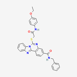 molecular formula C32H27N5O3S B2936826 N-苄基-6-[2-(4-乙氧基苯胺)-2-氧代乙基]硫代苯并咪唑并[1,2-c]喹唑啉-3-甲酰胺 CAS No. 443670-67-5