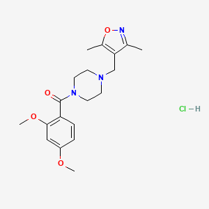 molecular formula C19H26ClN3O4 B2936845 (2,4-二甲氧基苯基)(4-((3,5-二甲基异恶唑-4-基)甲基)哌嗪-1-基)甲甲酮盐酸盐 CAS No. 1351642-81-3