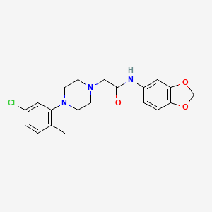 molecular formula C20H22ClN3O3 B2936849 N-Benzo[D]1,3-dioxolen-5-YL-2-(4-(5-chloro-2-methylphenyl)piperazinyl)ethanamide CAS No. 499197-54-5