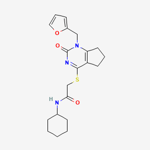 molecular formula C20H25N3O3S B2936878 N-环己基-2-[[1-(呋喃-2-基甲基)-2-氧代-6,7-二氢-5H-环戊[d]嘧啶-4-基]硫代]乙酰胺 CAS No. 946244-58-2