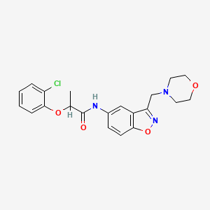 molecular formula C21H22ClN3O4 B2936888 2-(2-Chlorophenoxy)-N-[3-(morpholin-4-ylmethyl)-1,2-benzoxazol-5-yl]propanamide CAS No. 2380034-91-1