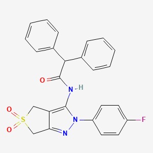 molecular formula C25H20FN3O3S B2936894 N-[2-(4-fluorophenyl)-5,5-dioxo-2H,4H,6H-5lambda6-thieno[3,4-c]pyrazol-3-yl]-2,2-diphenylacetamide CAS No. 681266-95-5