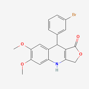 molecular formula C19H16BrNO4 B2936896 9-(3-溴苯基)-6,7-二甲氧基-4,9-二氢呋并[3,4-b]喹啉-1(3H)-酮 CAS No. 900014-94-0