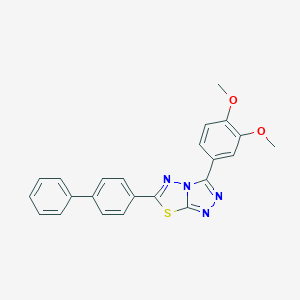 molecular formula C23H18N4O2S B293691 6-(Biphenyl-4-yl)-3-(3,4-dimethoxyphenyl)[1,2,4]triazolo[3,4-b][1,3,4]thiadiazole 