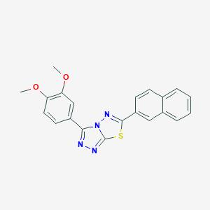 molecular formula C21H16N4O2S B293692 3-(3,4-Dimethoxyphenyl)-6-(2-naphthyl)[1,2,4]triazolo[3,4-b][1,3,4]thiadiazole 