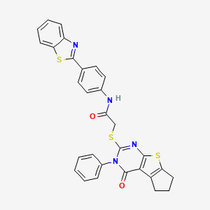 N-(4-(benzo[d]thiazol-2-yl)phenyl)-2-((4-oxo-3-phenyl-4,5,6,7-tetrahydro-3H-cyclopenta[4,5]thieno[2,3-d]pyrimidin-2-yl)thio)acetamide