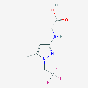 molecular formula C8H10F3N3O2 B2936927 2-[[5-Methyl-1-(2,2,2-trifluoroethyl)pyrazol-3-yl]amino]acetic acid CAS No. 2247206-91-1