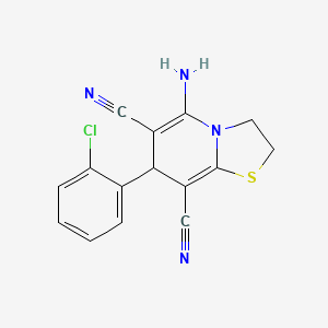 molecular formula C15H11ClN4S B2936931 5-氨基-7-(2-氯苯基)-3,7-二氢-2H-噻唑并[3,2-a]吡啶-6,8-二腈 CAS No. 536719-64-9