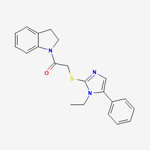 molecular formula C21H21N3OS B2936932 2-((1-ethyl-5-phenyl-1H-imidazol-2-yl)thio)-1-(indolin-1-yl)ethanone CAS No. 1207045-01-9