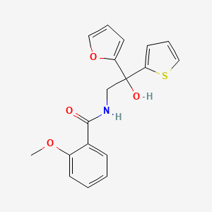 molecular formula C18H17NO4S B2936943 N-(2-(furan-2-yl)-2-hydroxy-2-(thiophen-2-yl)ethyl)-2-methoxybenzamide CAS No. 2034483-98-0