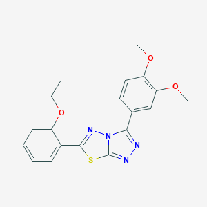 molecular formula C19H18N4O3S B293695 3-(3,4-Dimethoxyphenyl)-6-(2-ethoxyphenyl)[1,2,4]triazolo[3,4-b][1,3,4]thiadiazole 