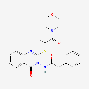 molecular formula C24H26N4O4S B2936957 N-[2-{[1-(morpholin-4-ylcarbonyl)propyl]thio}-4-oxoquinazolin-3(4H)-yl]-2-phenylacetamide CAS No. 422278-49-7