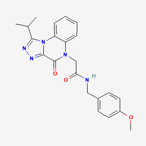 molecular formula C22H23N5O3 B2936965 2-(1-isopropyl-4-oxo-[1,2,4]triazolo[4,3-a]quinoxalin-5(4H)-yl)-N-(4-methoxybenzyl)acetamide CAS No. 1359150-09-6