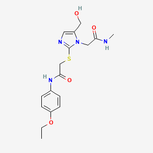 molecular formula C17H22N4O4S B2936966 2-[2-({2-[(4-乙氧基苯基)氨基]-2-氧代乙基}硫代)-5-(羟甲基)-1H-咪唑-1-基]-N-甲基乙酰胺 CAS No. 923680-02-8