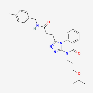 molecular formula C26H31N5O3 B2936968 N-[(4-methylphenyl)methyl]-3-{5-oxo-4-[3-(propan-2-yloxy)propyl]-4H,5H-[1,2,4]triazolo[4,3-a]quinazolin-1-yl}propanamide CAS No. 902933-45-3